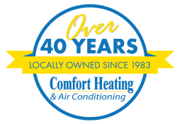 comfort heating 40 year badge